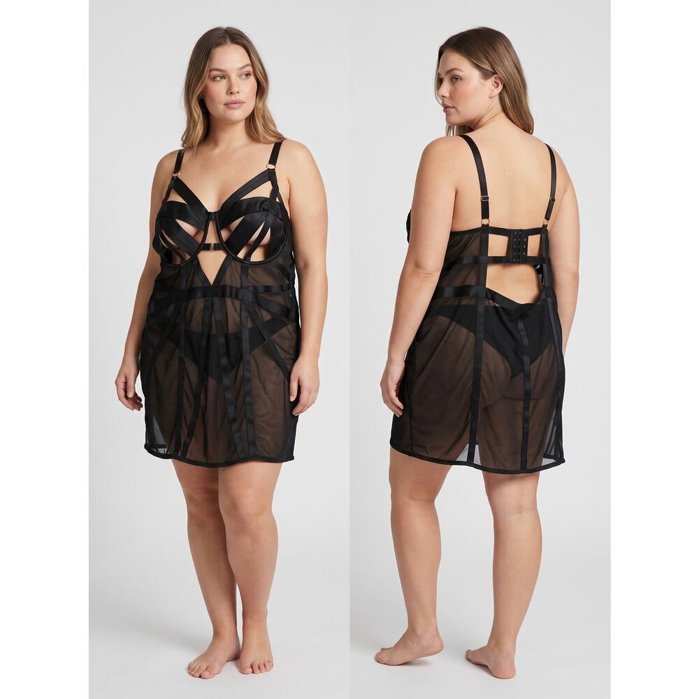 Torrid Cut Out Strappy Chemise Black Size 6
